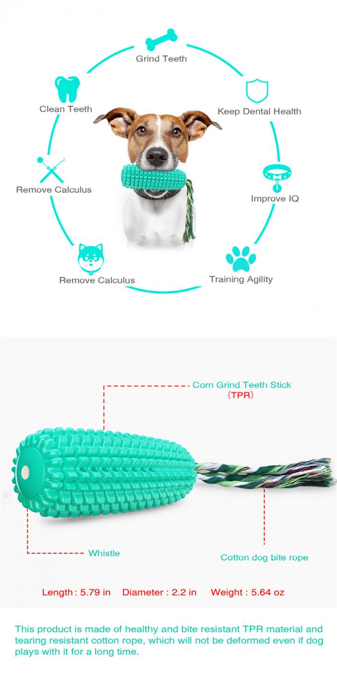 Mastigação Toy Puppy Chew Corn Toys da escova de dentes do cão de estimação com o brinquedo interativo da corda durável material sadia dos cães de Tpr